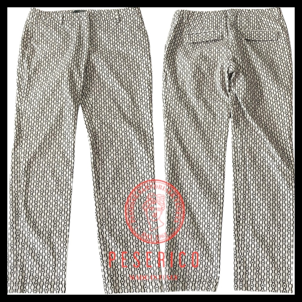 Peserico (Italy) Brown/Cream Geo Print Skinny Cuffed Crop Pant (S/4-6)